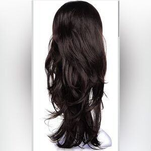 NEW 22” Semi Curly Hair 3/4 Half Wig Fall R6 Dark Brown